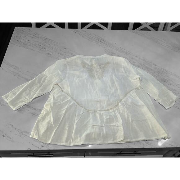Rachel Zoe Tunic Peasant Top Off White Embroidered boho Blouse Medium - Picture 4 of 8